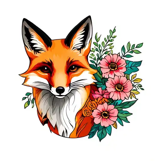 Fox With Flowers