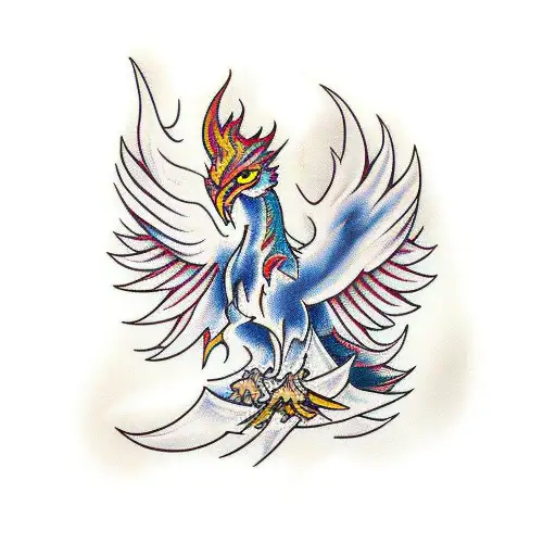 Rising Phoenix Which Holds Red Rose In Claws