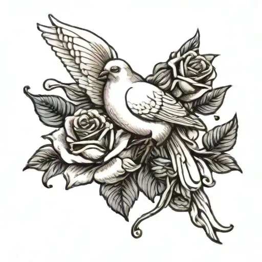 Dove Holding A Rose