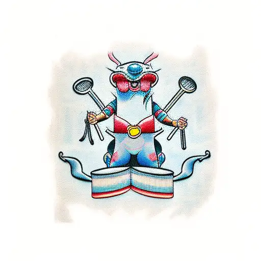 Disney Stitch With Four Arms Holding Kitchen Utensils
