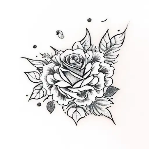 One Black Ink Tiger With One Red Ink Tiger With Hydrangeas And Roses