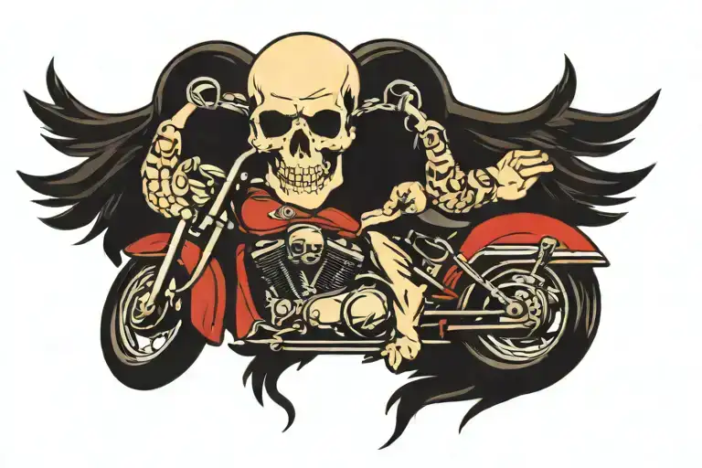 Skull And Motorcycle Riding