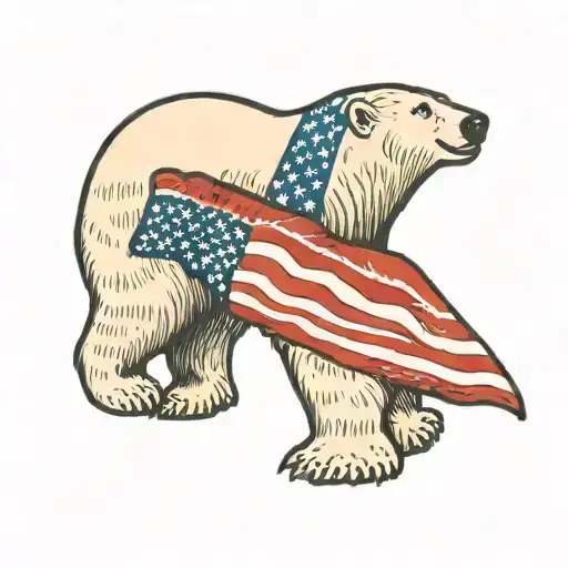 Polar Bear With A Mullet Pit Vipers Holding American Flag