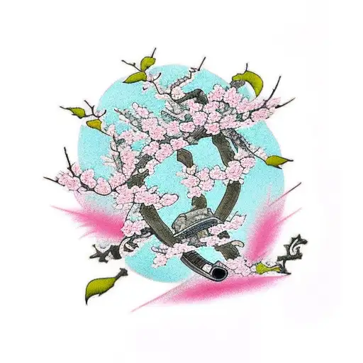 Traditional Japanese Cherry Blossoms Intertwined With Naruto Characters
