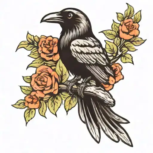 Crow And Flowers