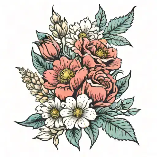 March Birth Flower And July Birth Flower Bouquet