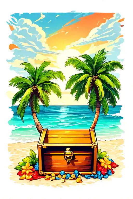 Treasure Chest On Beach