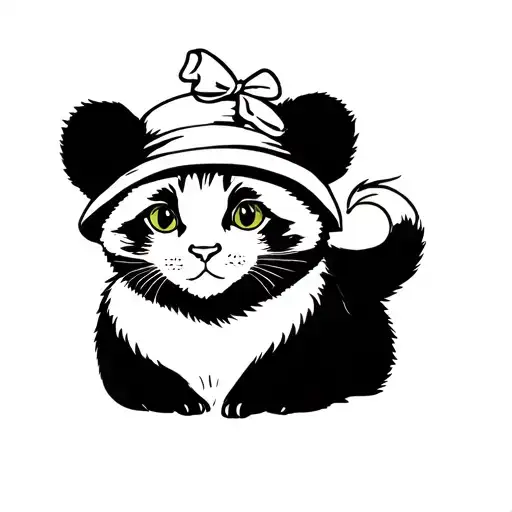 The Cat Wears A Panda -Shaped Hat