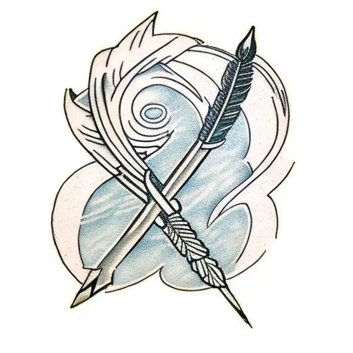 Arrow With Feather And Glyphs