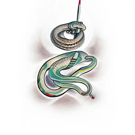 Snake Coiled Around A Paintbrush