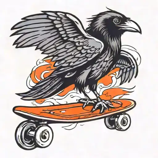 Raven On A Skateboard