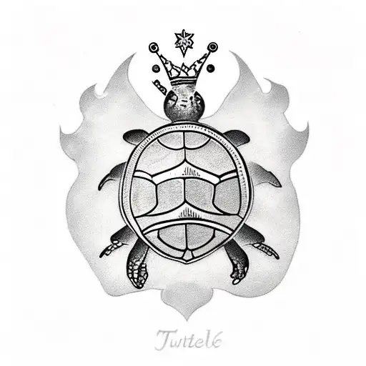 Turtle With Crown On Shell Design