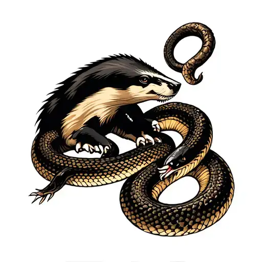 Honey Badger Fighting Snake