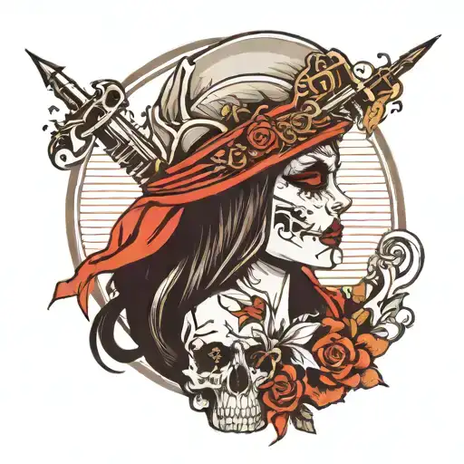 Woman Warrior Skull Dark