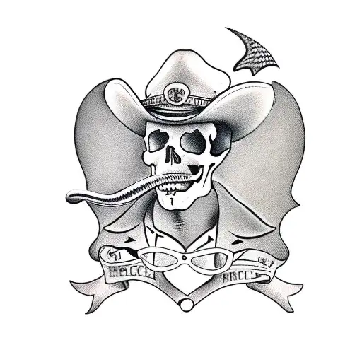 Skull Moustache Cowboy
