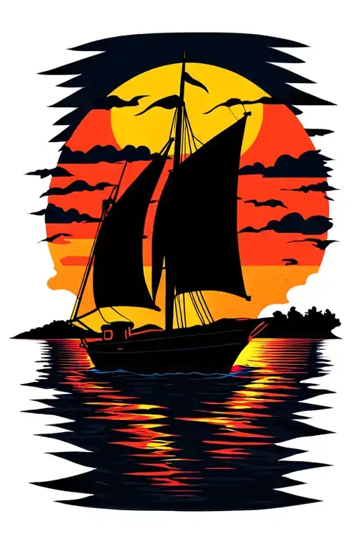 Sunset Palm Sailboat