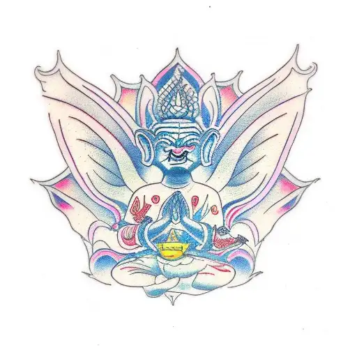 Budah Sit On Lotus With The Number 123-8