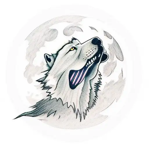 Graceful Lobo Howling At The Moon In A Dreamlike Landscape