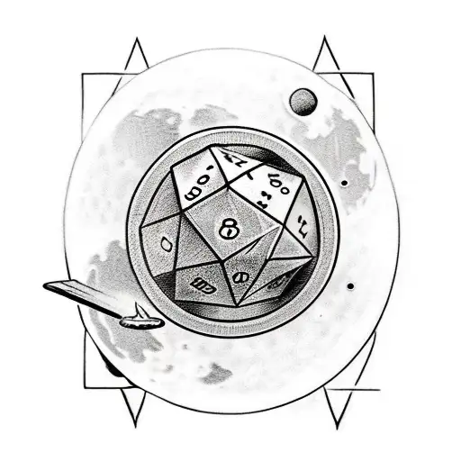 Sword With The Moon Phases And Role Dice