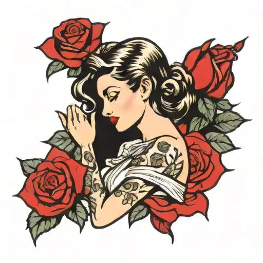 Rose And Girl Side Profile