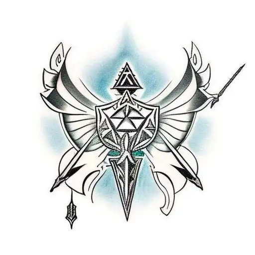 Zelda Sword Tattoo Coming Out Of Book With Navi The Fairy Circling Around It