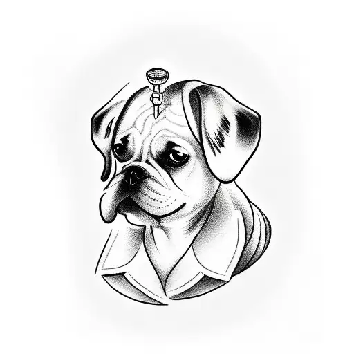 A Traditional Tattoo Of A Dog Playing A Video Game