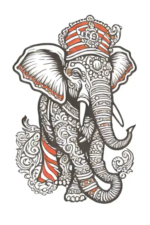Elephant Head Thailnd Flag Back Ground