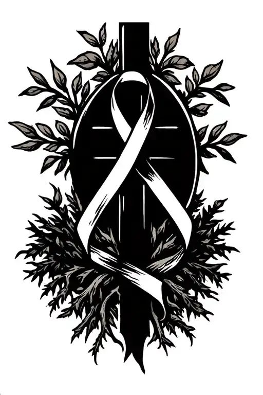 Cross With Roots And Colon Cancer Ribbon