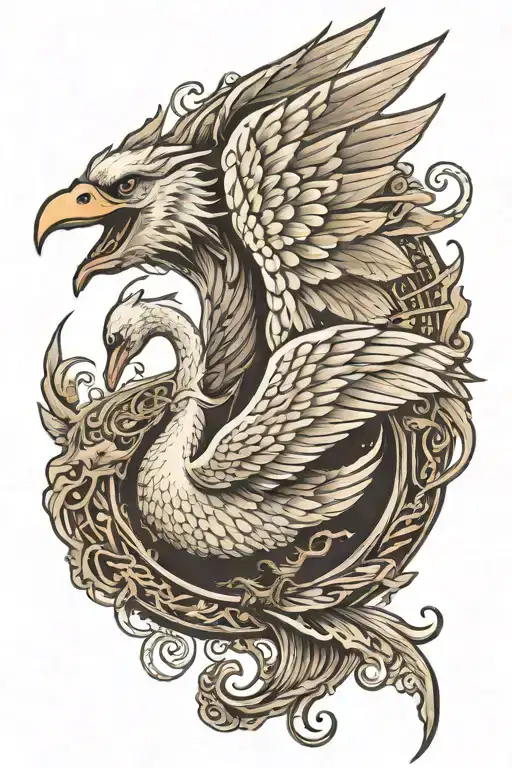 Swan With Dragon Wings Looking