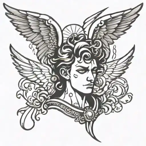 Minimalist Black And White Male Punk Angel