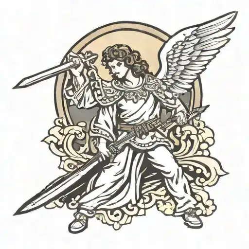 Traditional American Angel With A Sword