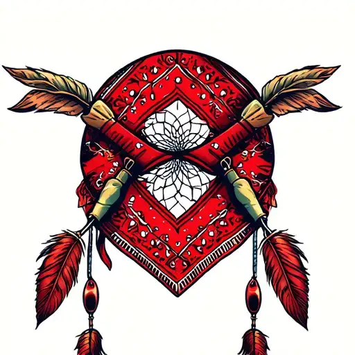 Red Bandana Dream Catcher Fishing Poles