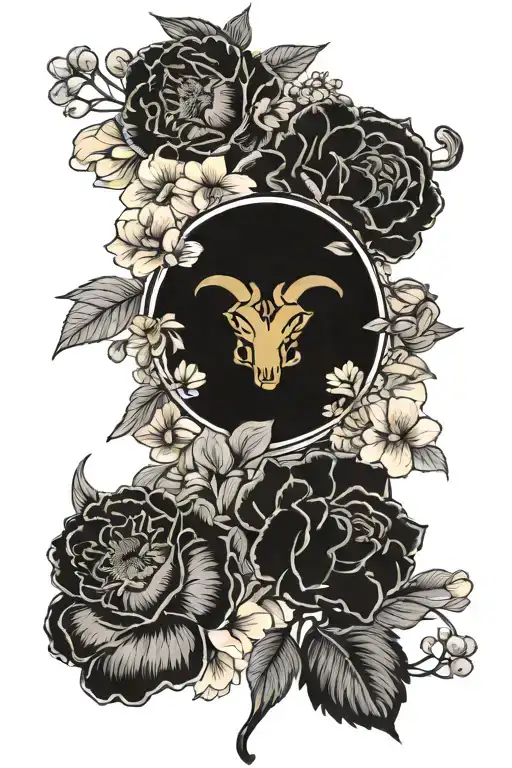 Aries And Leo Zodiac Sign Surround With April Birth Flower And August Birth Flower