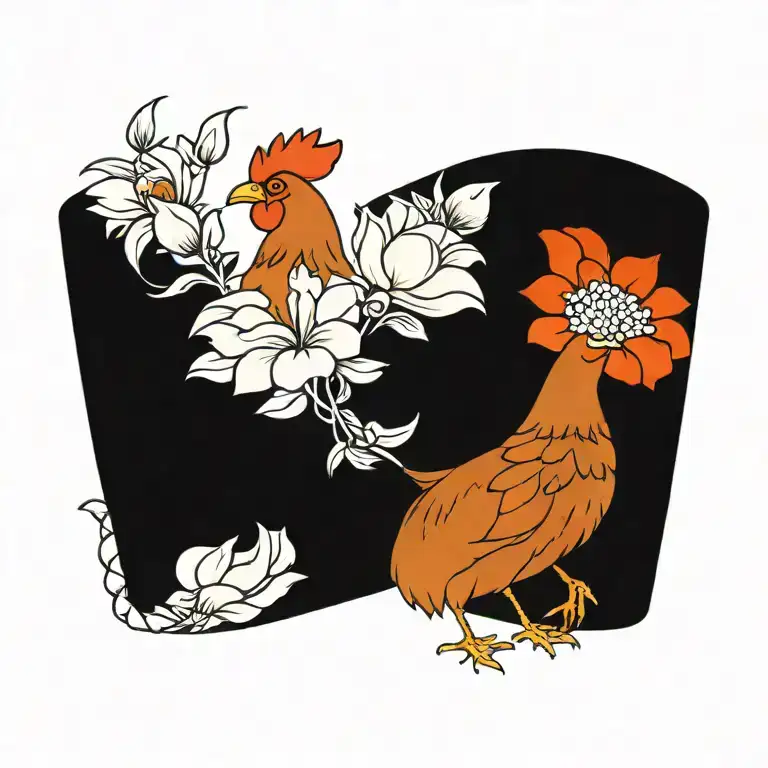 Personifi Cation Hen And Flowers