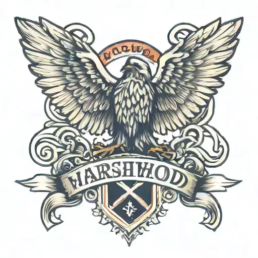 Name Marshod Intertwined Within A Hawk Flying