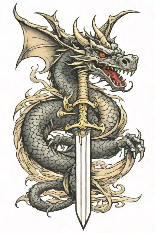Dragon Around The Sword Wrapped
