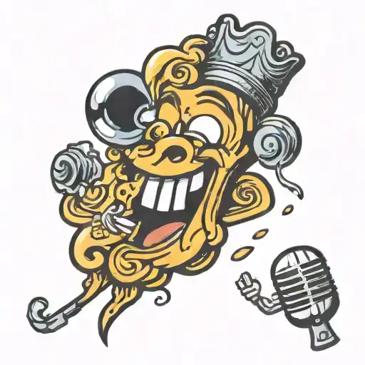 Cartoon Mac And Cheese Singing With Microphone