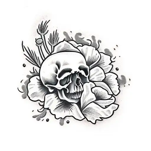 Poppies With Skull