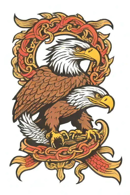 Eagle Fighting Snake Intertwined
