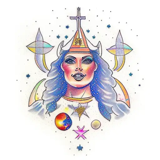 A Portrait Of Nossa Senhora Aparecida Surrounded By A Galaxy And Stars