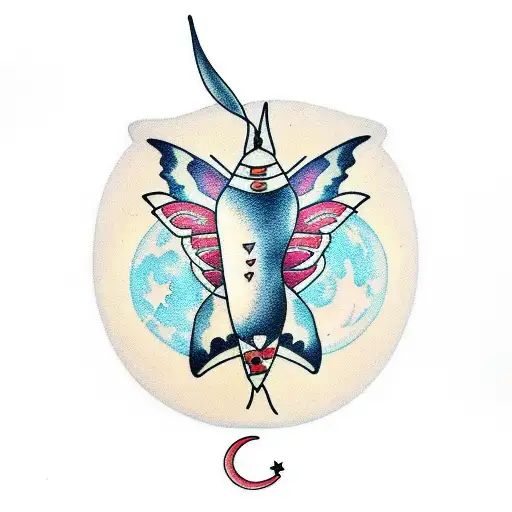 Leg Sleeve With Lunar Moth And Cresent Moon