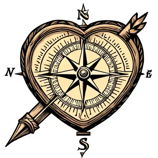 Heart Shaped Compass Pointing Nw