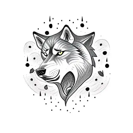 A Traditional Style Tattoo Of A Wolf Running Through A Forest Made Of Coffee Beans