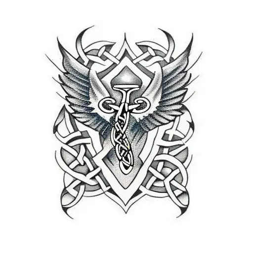 Celtic Angel Symbol Made Up From A Bass Clef