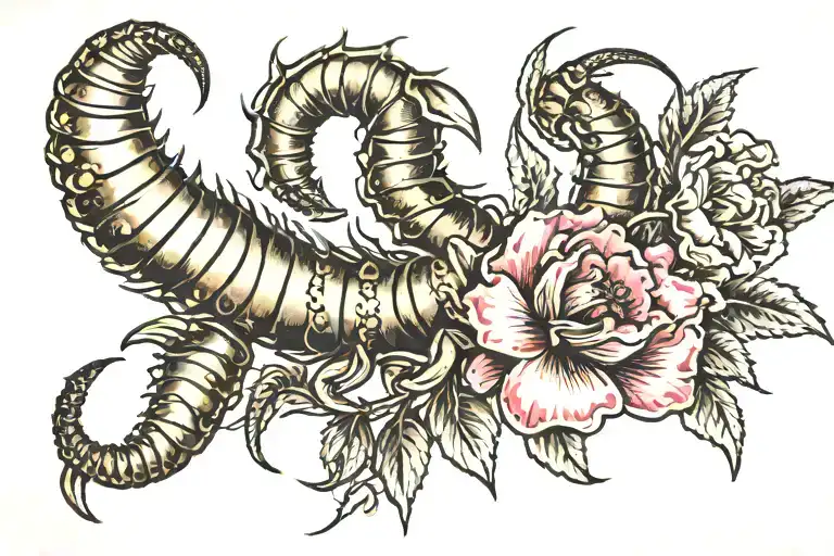 Scorpio With A Flower As The Tail