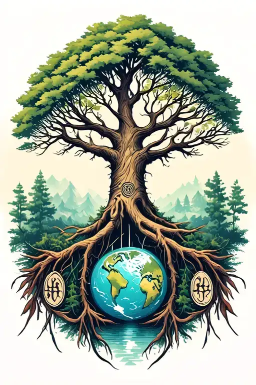 Yggdrasil Tree With Every World