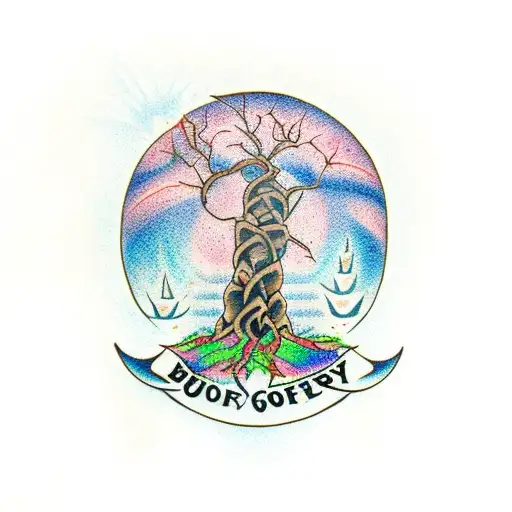 Baby Groot With The Norse Tree Of Life