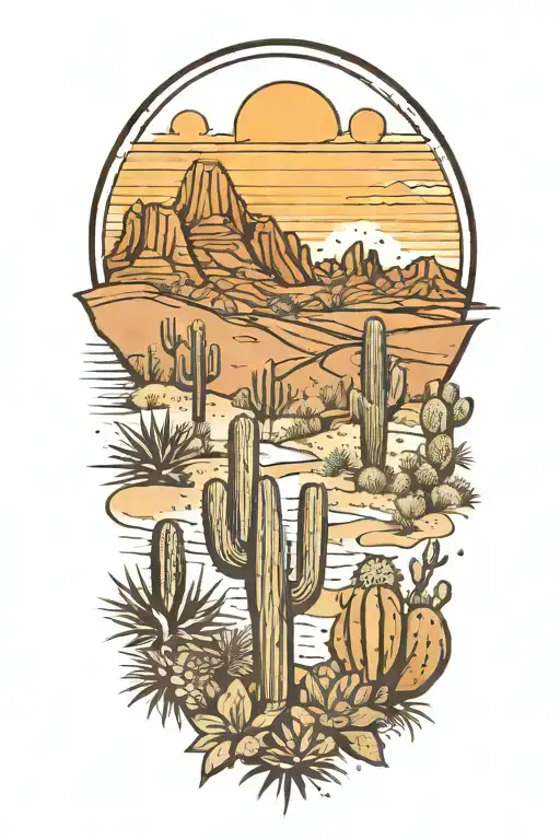 Desert Landscape Filled With Cacti