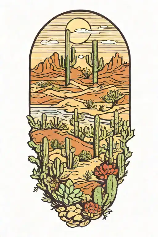 Desert Landscape Filled With Cacti