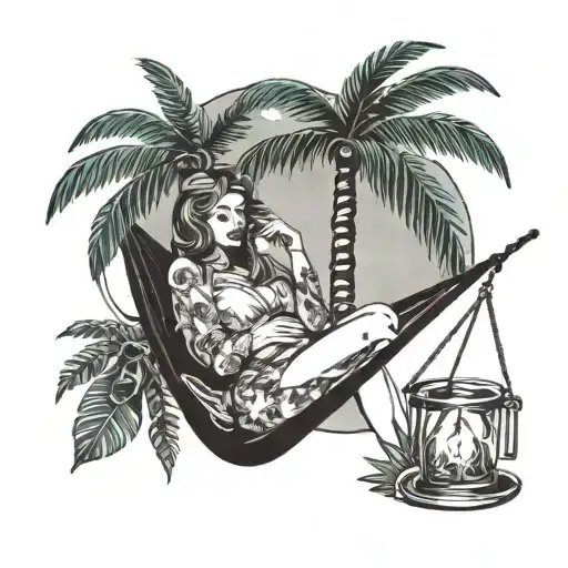 Palm Tree Hammock Smoking Girl Wealth Money Dream Sleeve